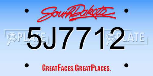 5J7712 South Dakota License Plate