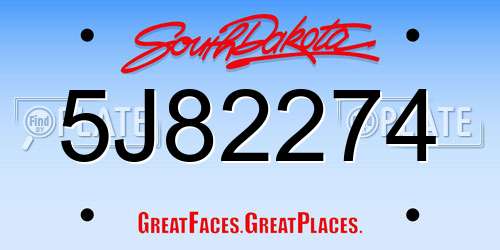 5J82274 South Dakota License Plate