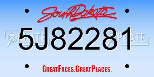 5J82281 South Dakota License Plate
