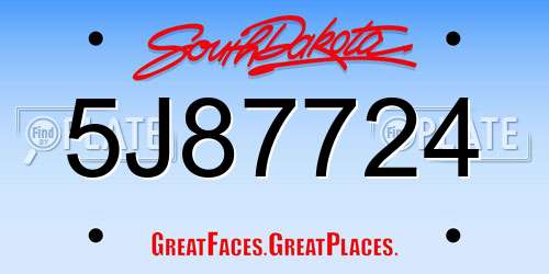 5J87724 South Dakota License Plate