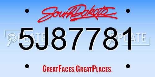 5J87781 South Dakota License Plate