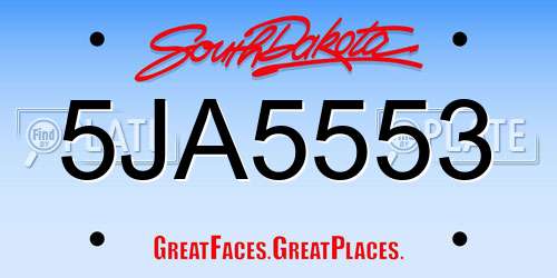 5JA5553 South Dakota License Plate