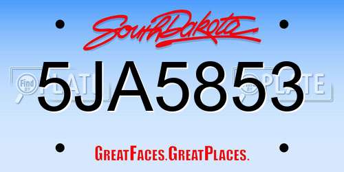 5JA5853 South Dakota License Plate