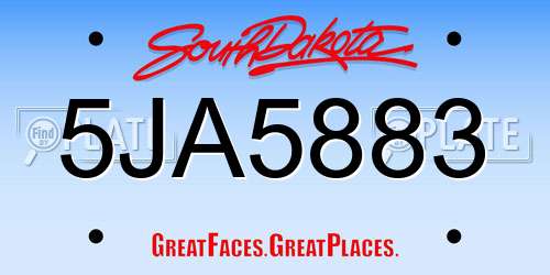 5JA5883 South Dakota License Plate