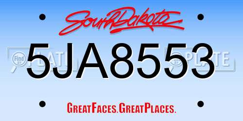 5JA8553 South Dakota License Plate