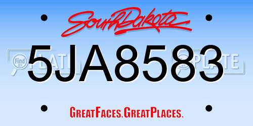5JA8583 South Dakota License Plate
