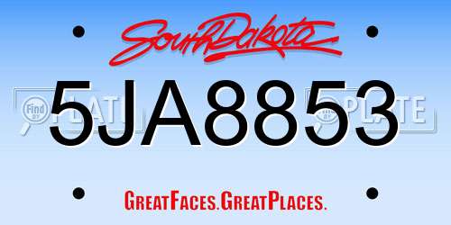 5JA8853 South Dakota License Plate