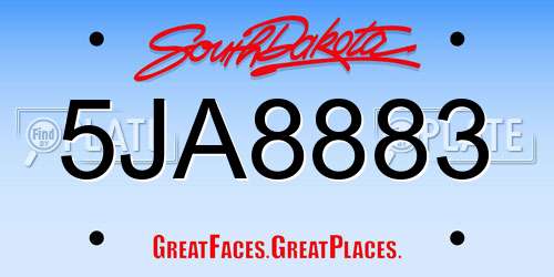 5JA8883 South Dakota License Plate