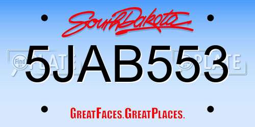 5JAB553 South Dakota License Plate