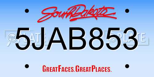 5JAB853 South Dakota License Plate