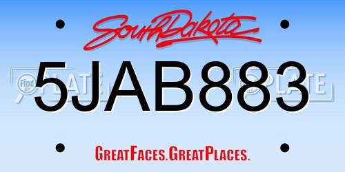 5JAB883 South Dakota License Plate