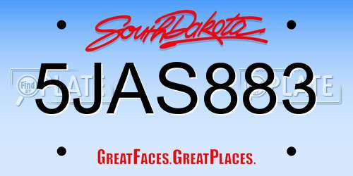 5JAS883 South Dakota License Plate