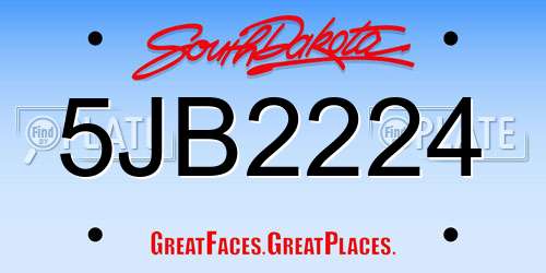 5JB2224 South Dakota License Plate