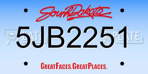 5JB2251 South Dakota License Plate