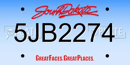 5JB2274 South Dakota License Plate