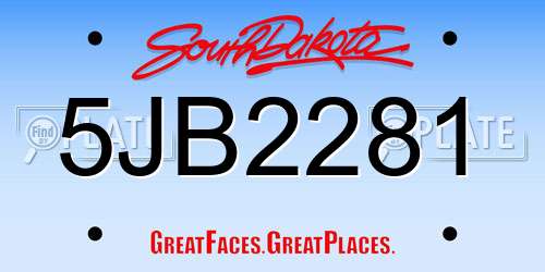 5JB2281 South Dakota License Plate