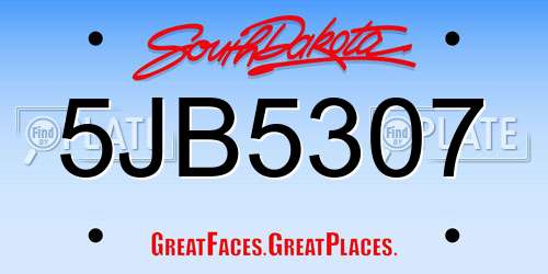 5JB5307 South Dakota License Plate