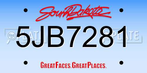 5JB7281 South Dakota License Plate
