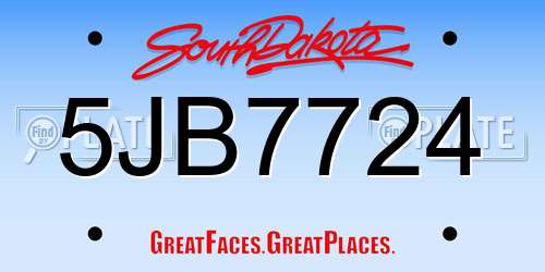 5JB7724 South Dakota License Plate