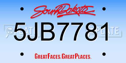 5JB7781 South Dakota License Plate