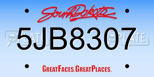 5JB8307 South Dakota License Plate