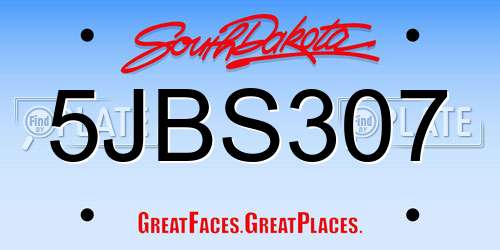 5JBS307 South Dakota License Plate