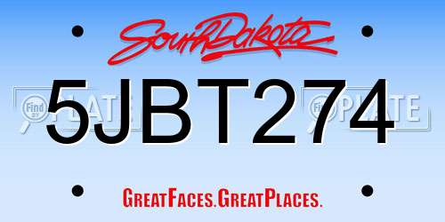 5JBT274 South Dakota License Plate