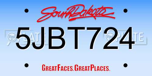 5JBT724 South Dakota License Plate