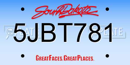 5JBT781 South Dakota License Plate