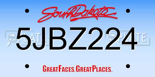 5JBZ224 South Dakota License Plate