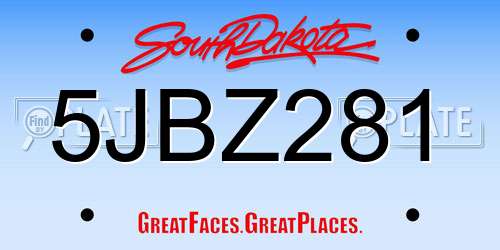 5JBZ281 South Dakota License Plate