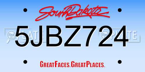 5JBZ724 South Dakota License Plate