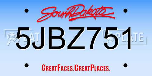 5JBZ751 South Dakota License Plate