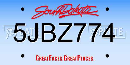 5JBZ774 South Dakota License Plate