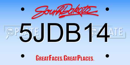 5JDB14 South Dakota License Plate