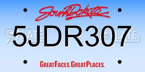 5JDR307 South Dakota License Plate