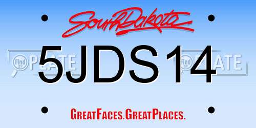 5JDS14 South Dakota License Plate
