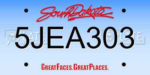 5JEA303 South Dakota License Plate