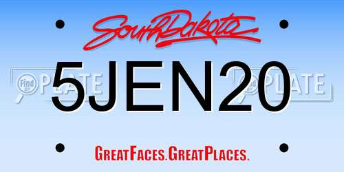 5JEN20 South Dakota License Plate