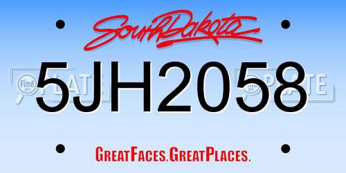 5JH2058 South Dakota License Plate
