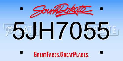 5JH7055 South Dakota License Plate