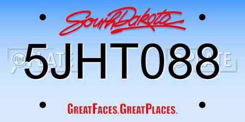 5JHT088 South Dakota License Plate
