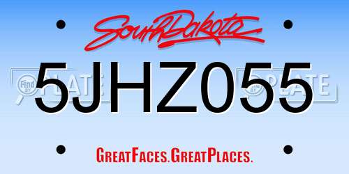 5JHZ055 South Dakota License Plate