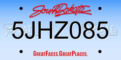 5JHZ085 South Dakota License Plate