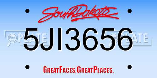 5JI3656 South Dakota License Plate