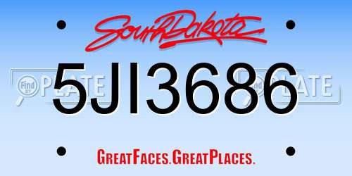 5JI3686 South Dakota License Plate