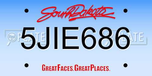 5JIE686 South Dakota License Plate