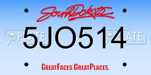 5JO514 South Dakota License Plate