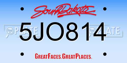 5JO814 South Dakota License Plate