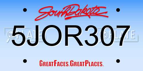 5JOR307 South Dakota License Plate